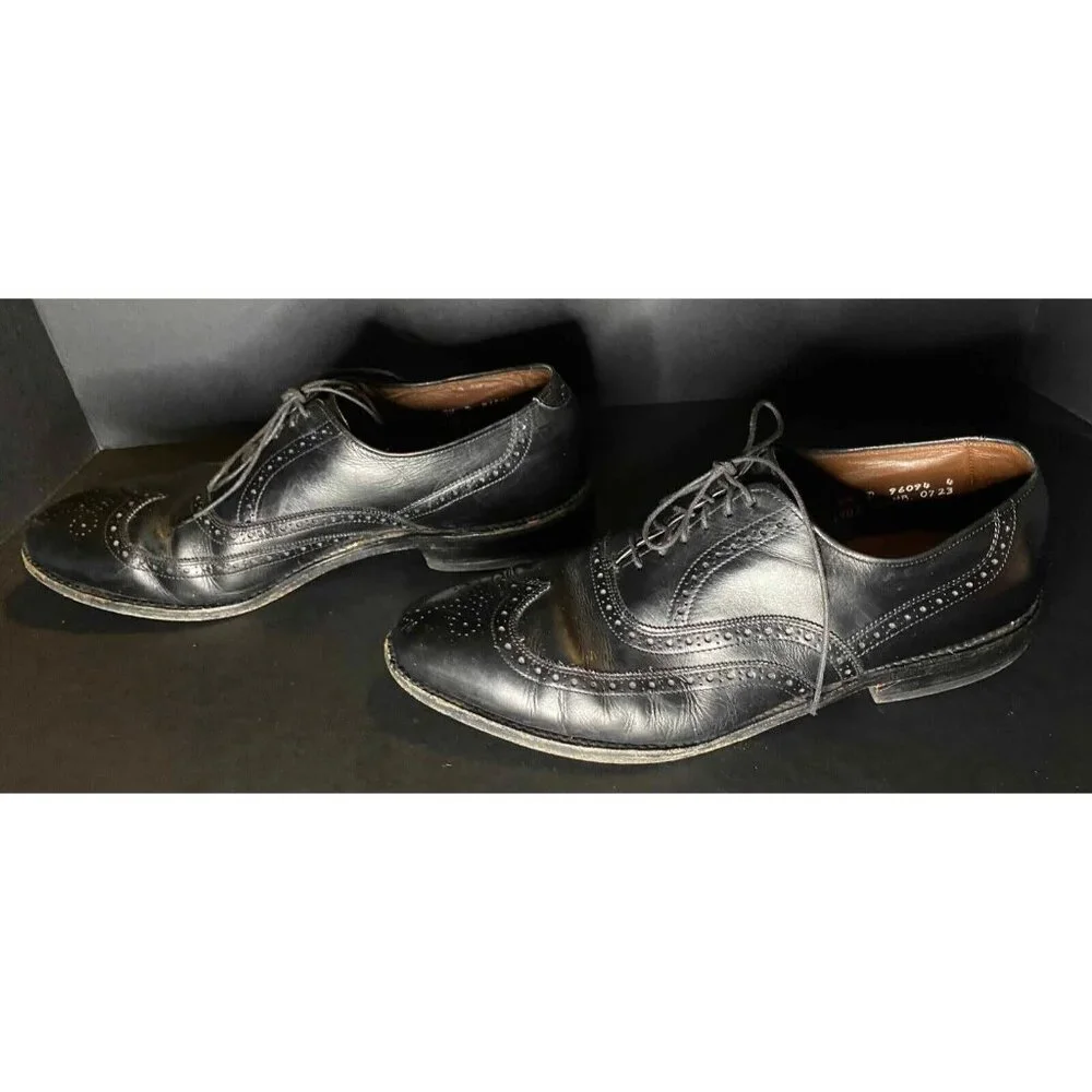 Allen Edmonds Chester Wingtip Black 1903 Leather Shoes Oxford Mens 9.5 D USA